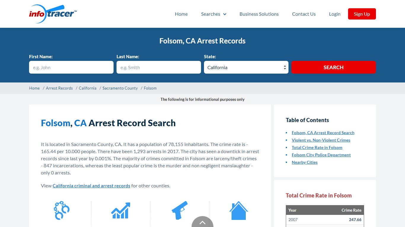Search Folsom, CA Arrest Records Online - InfoTracer